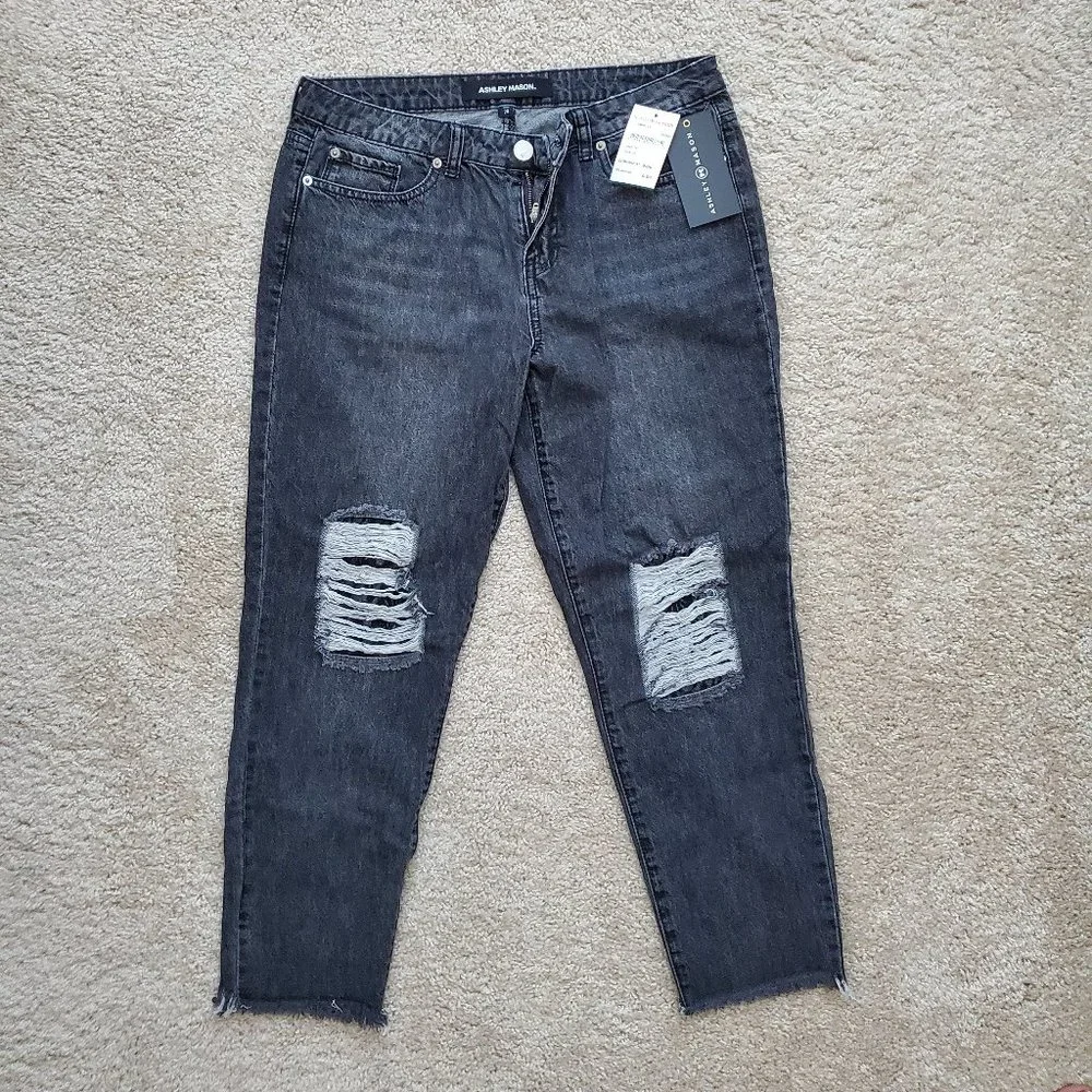Black Ashley Mason Lace Knee Distress Kendal Jeans - Picture 6 of 13